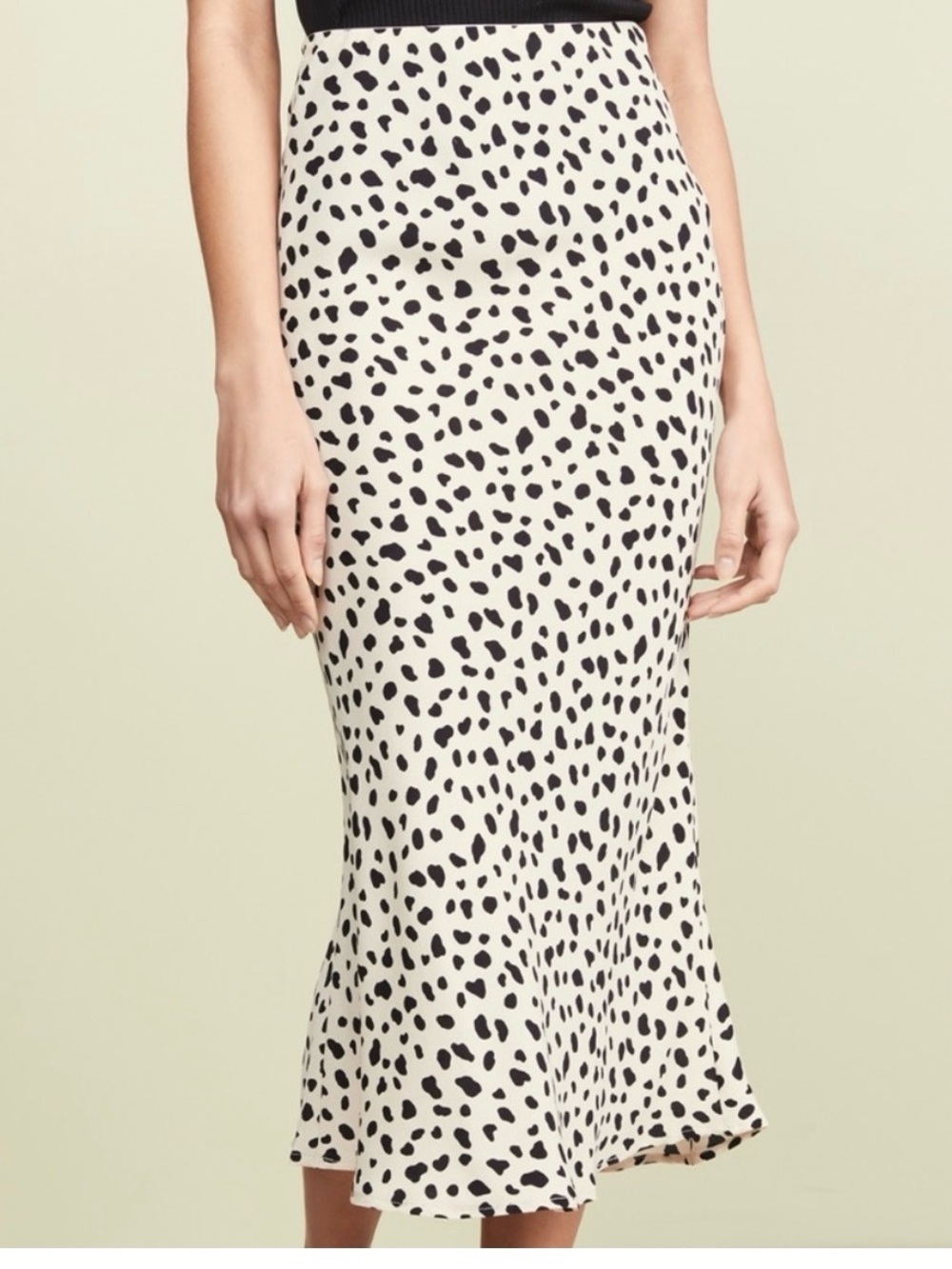 Moon River Cream Midi Skirt with Black Spot Print